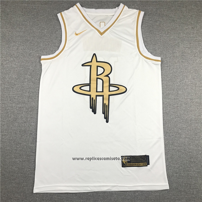 Camiseta Golden Edition Houston Rockets James Harden #13 Blanco